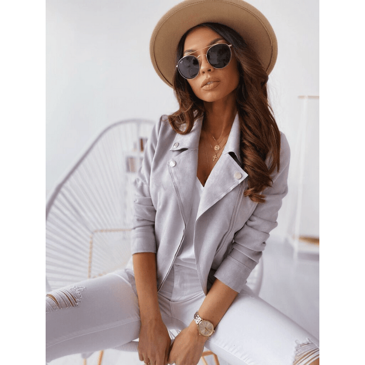 Nellie | Women's Slim-Fit Suede Moto Jacket