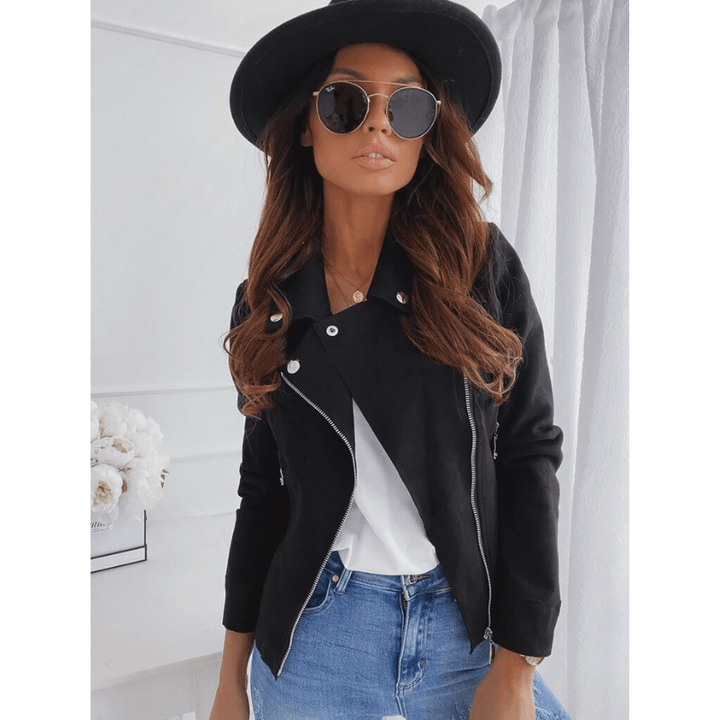 Nellie | Women's Slim-Fit Suede Moto Jacket