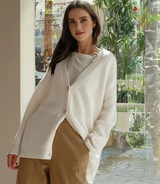Nicole | Women's Oversized Ribbed V-Neck Cardigan
