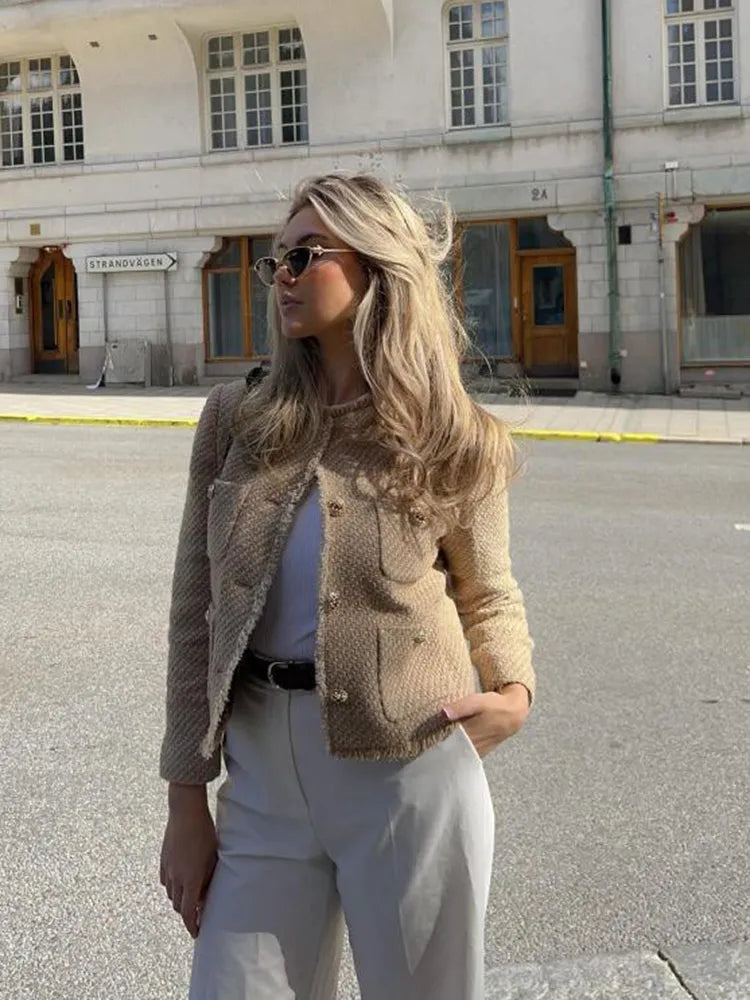 Blythe | Women's Tailored Fringed Tweed Jacket
