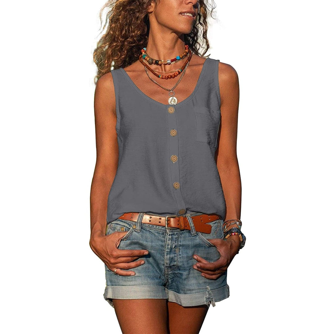Jada | Women's Casual Button-Front Sleeveless Tank Top