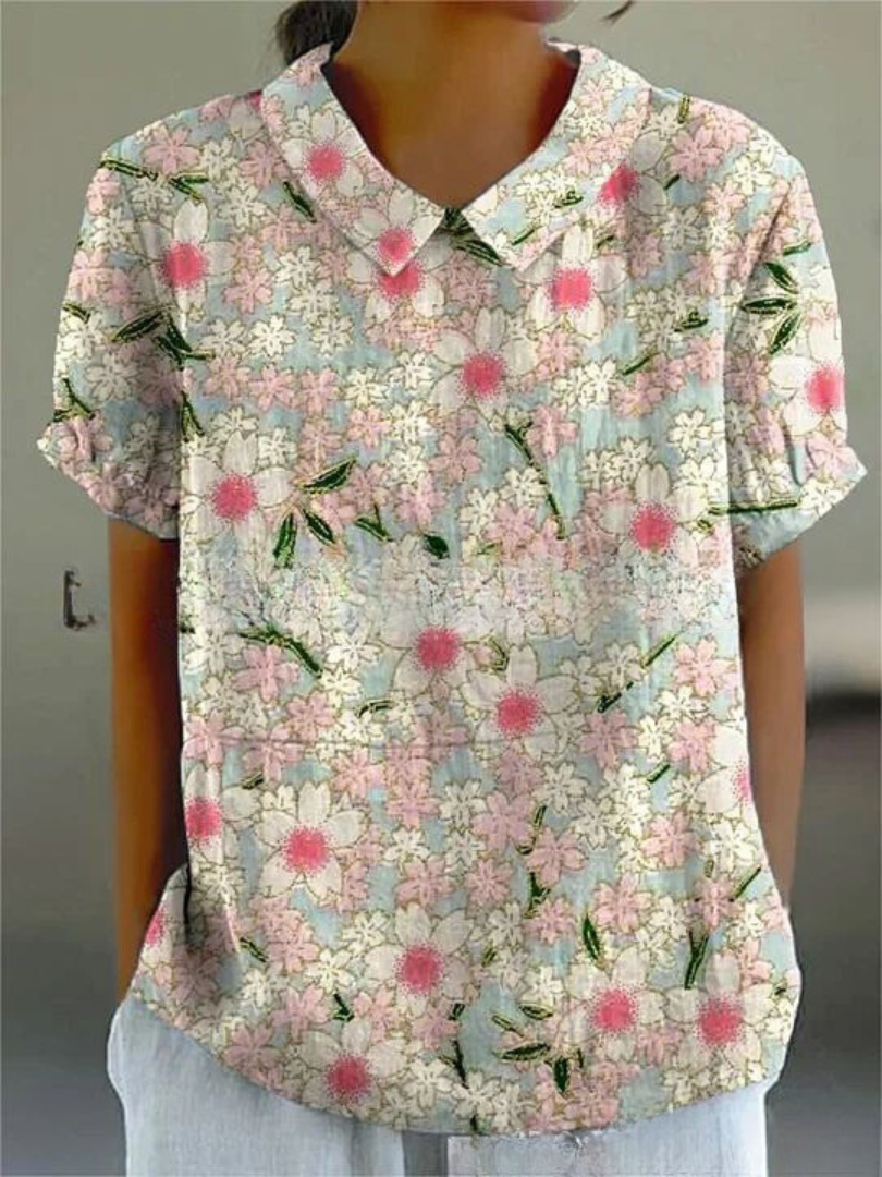 Liana | Women's Vintage Floral Linen Blouse