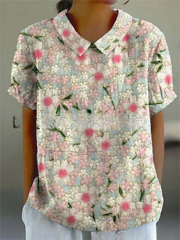 Liana | Women's Vintage Floral Linen Blouse