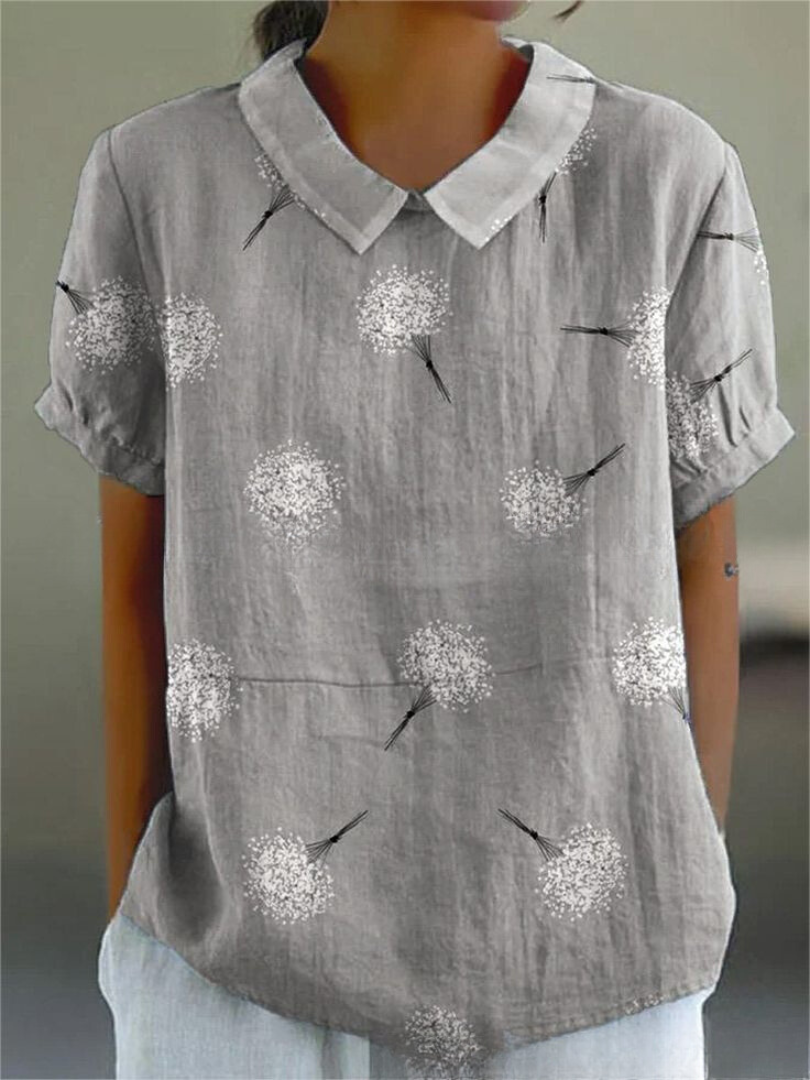 Liana | Women's Vintage Floral Linen Blouse