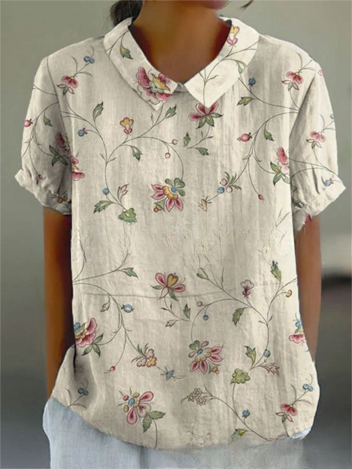 Liana | Women's Vintage Floral Linen Blouse