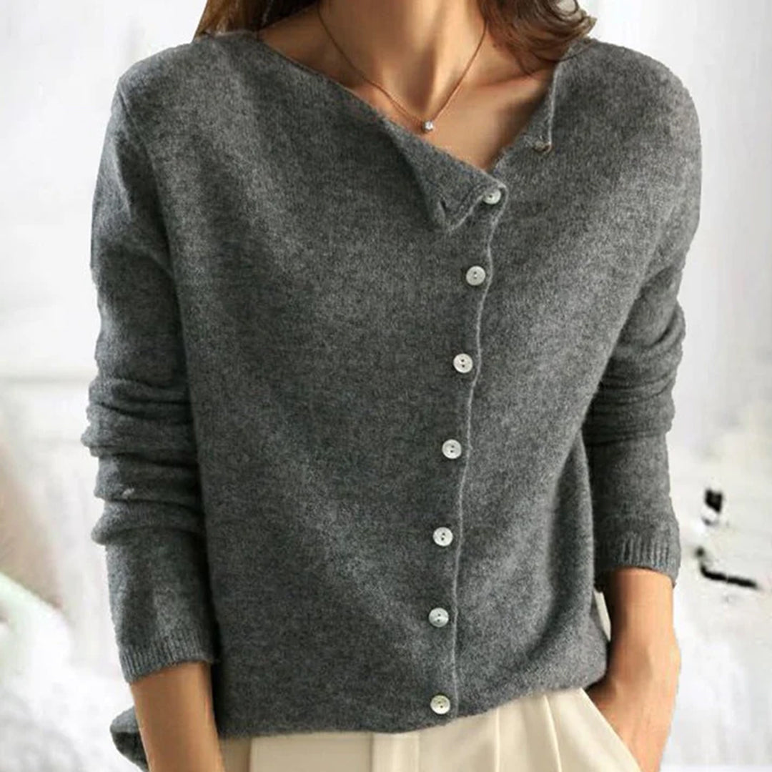 June | Women's Elegant Asymmetric Button Front Cardigan