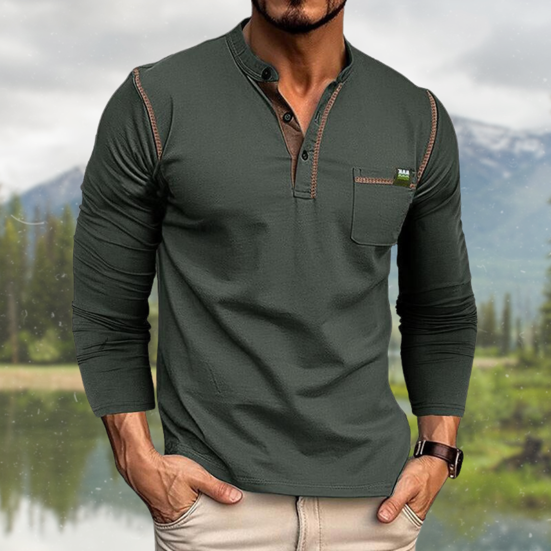 Harvey | Men's Classic Slim-Fit Henley Shirt