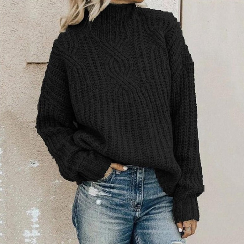 Lucy | Women's Cozy Cable-Knit High-Neck Sweater