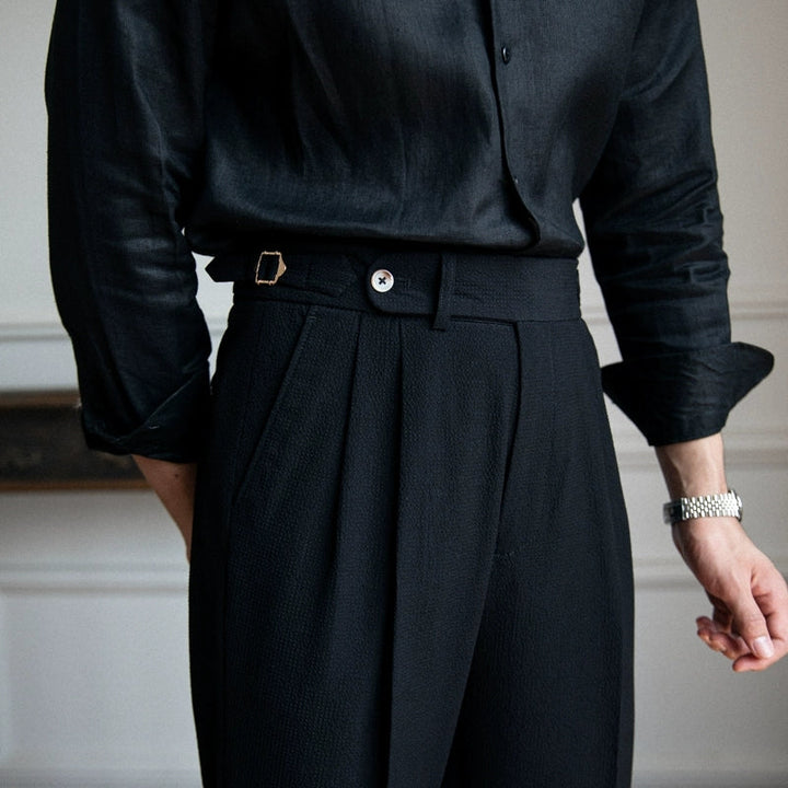 Marcus | Men's Tailored High-Waist Pleated Trousers