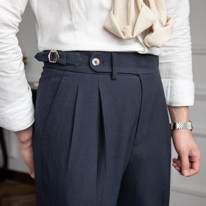 Marcus | Men's Tailored High-Waist Pleated Trousers