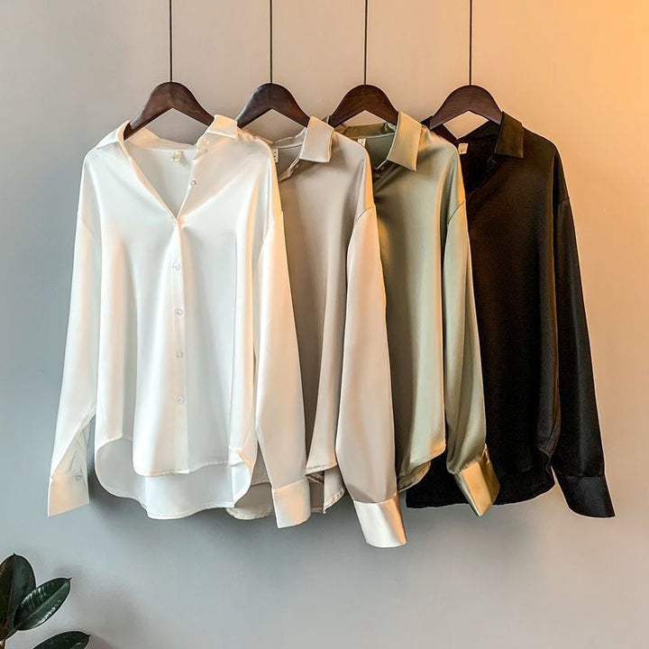 Jessica | Women's Elegant Long-Sleeve Satin Blouse