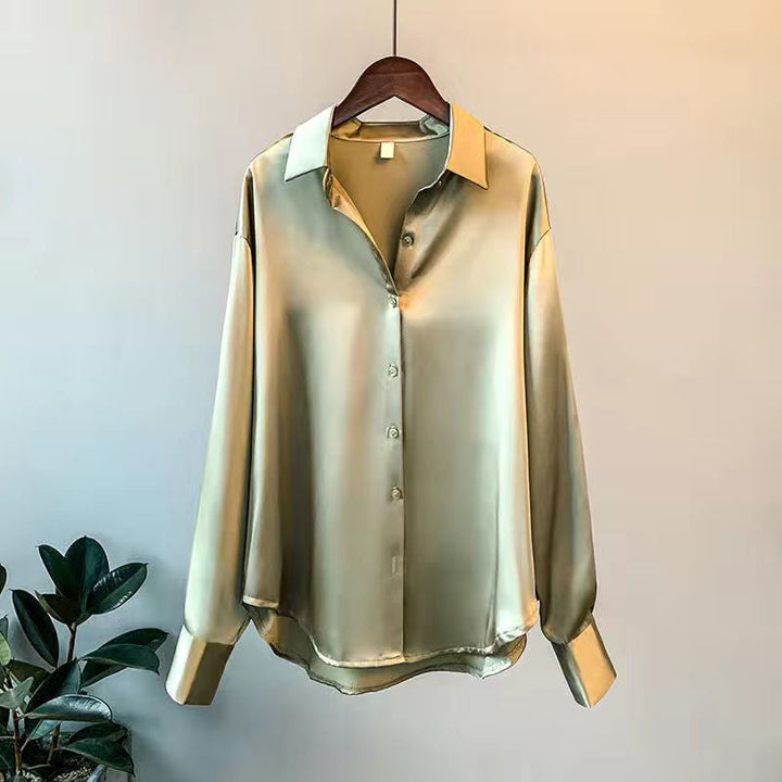 Jessica | Women's Elegant Long-Sleeve Satin Blouse