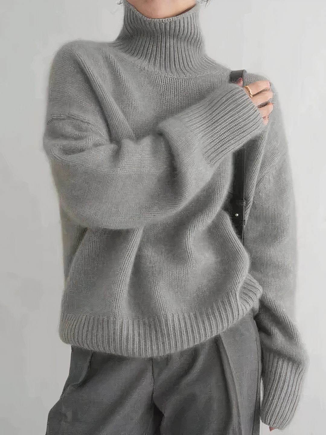 Quinn | Women's Plush Ribbed Hem Turtleneck Sweater
