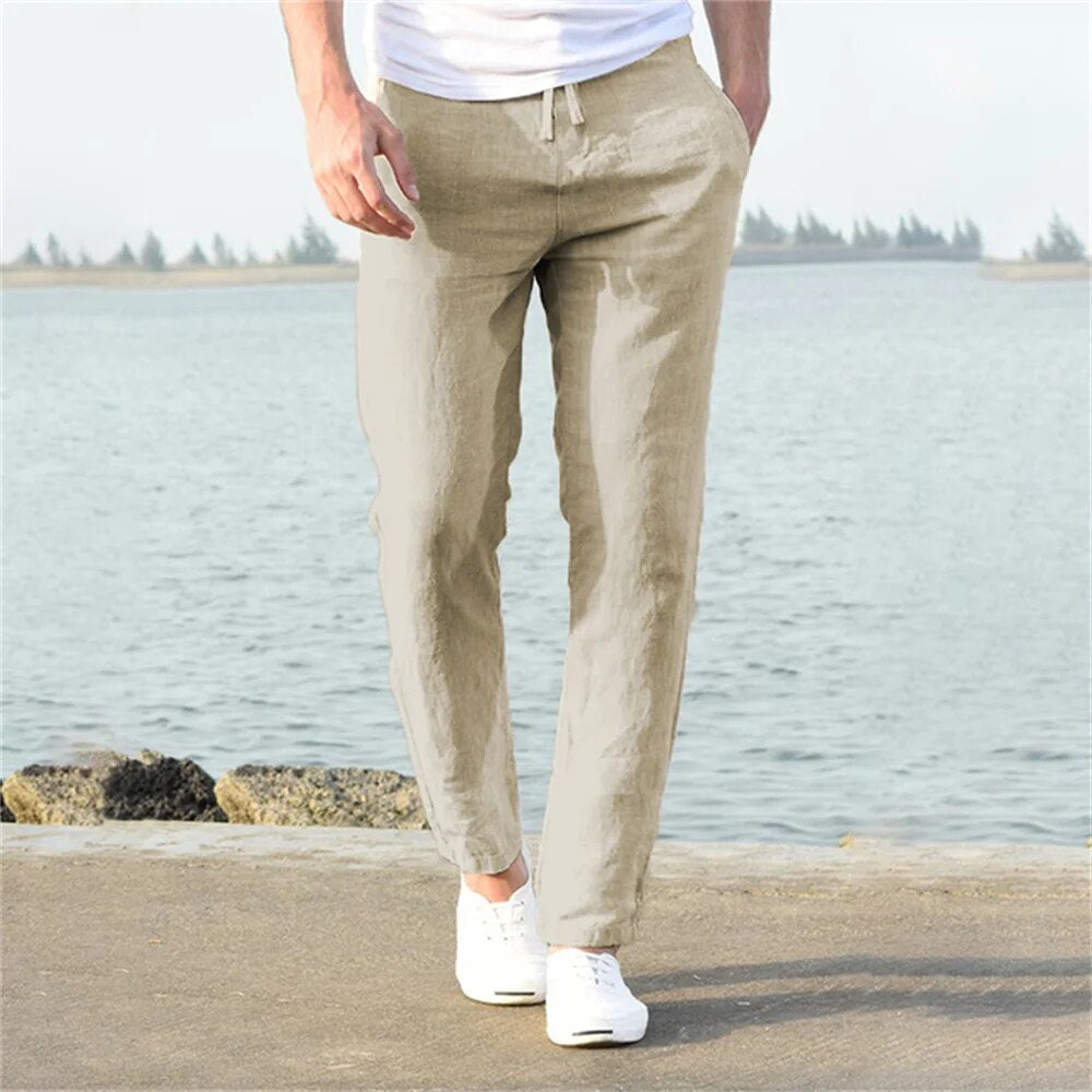 Everette | Men's Linen Drawstring Trousers with Pockets