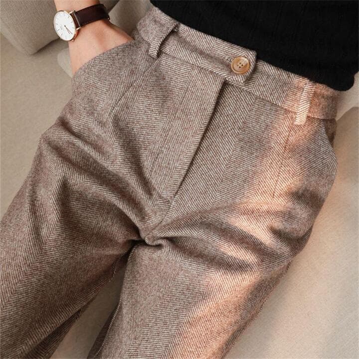 Elton | Men's Tailored Herringbone Wool Trousers