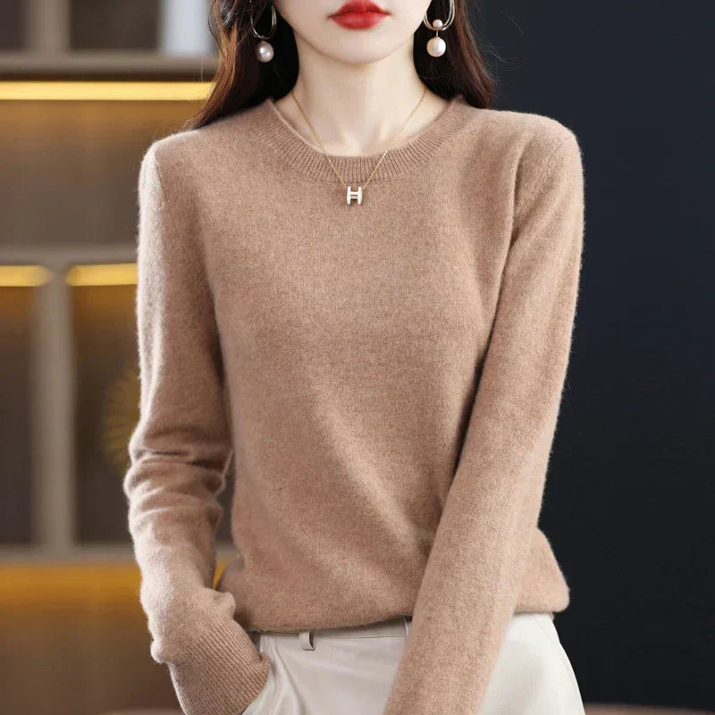 Ivory | Women's Premium Cashmere Crewneck Sweater