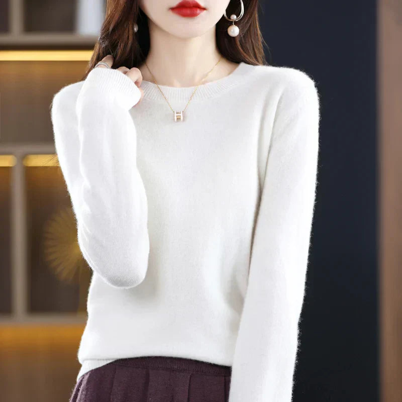 Ivory | Women's Premium Cashmere Crewneck Sweater