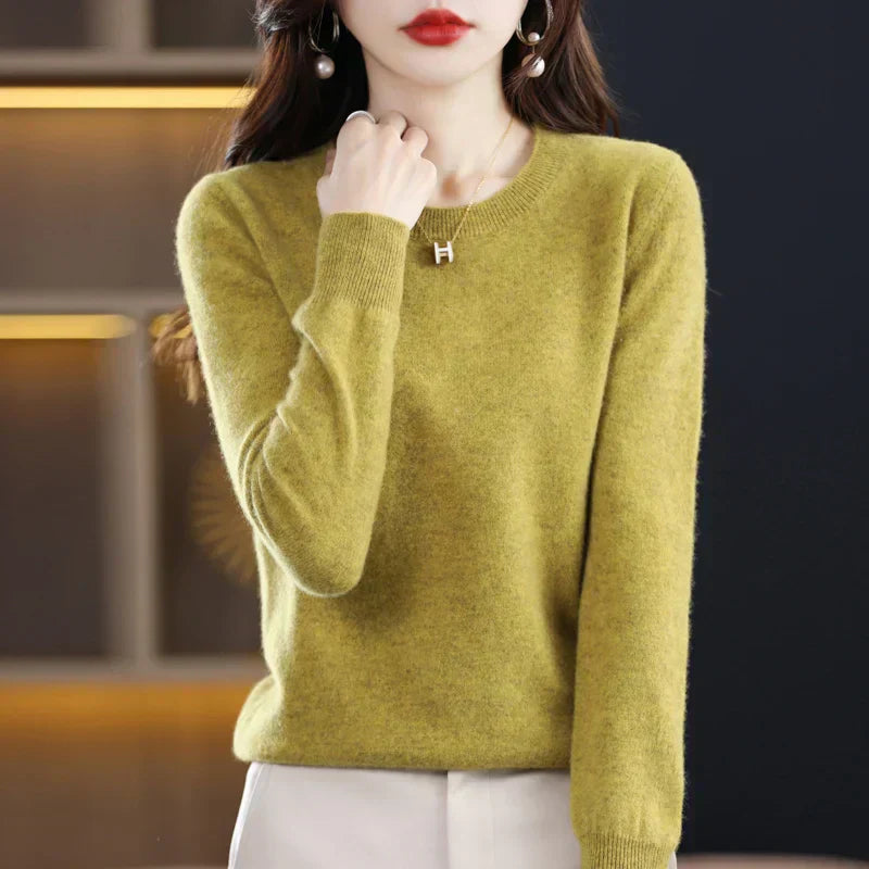 Ivory | Women's Premium Cashmere Crewneck Sweater