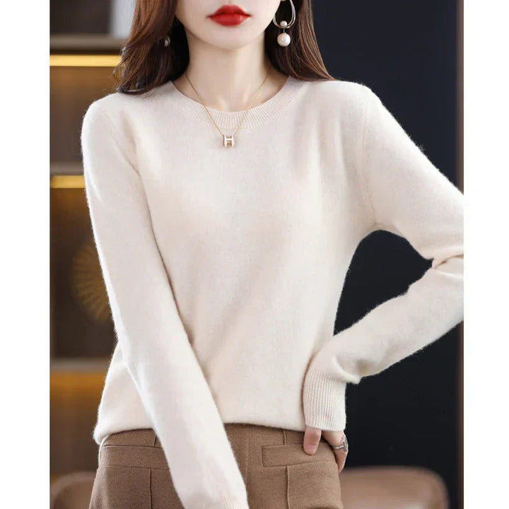 Ivory | Women's Premium Cashmere Crewneck Sweater