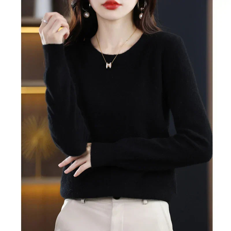 Ivory | Women's Premium Cashmere Crewneck Sweater