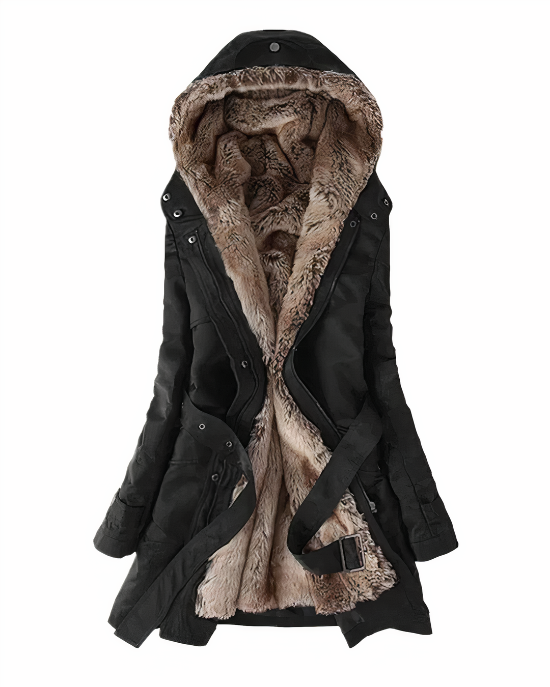 Arah | Women's Warm Hooded Winter Coat with Belt