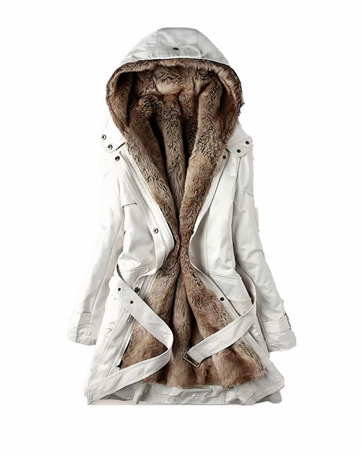 Arah | Women's Warm Hooded Winter Coat with Belt