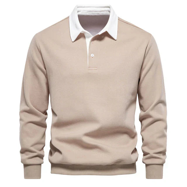 Gabriel | Men's Stylish Contrast Collar Long Sleeves Polo Shirt