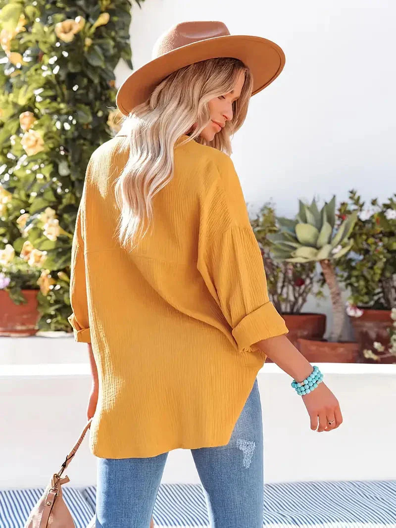 Bianca | Women's Oversized Long Sleeve Button Down Blouse