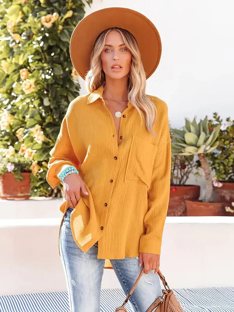 Bianca | Women's Oversized Long Sleeve Button Down Blouse