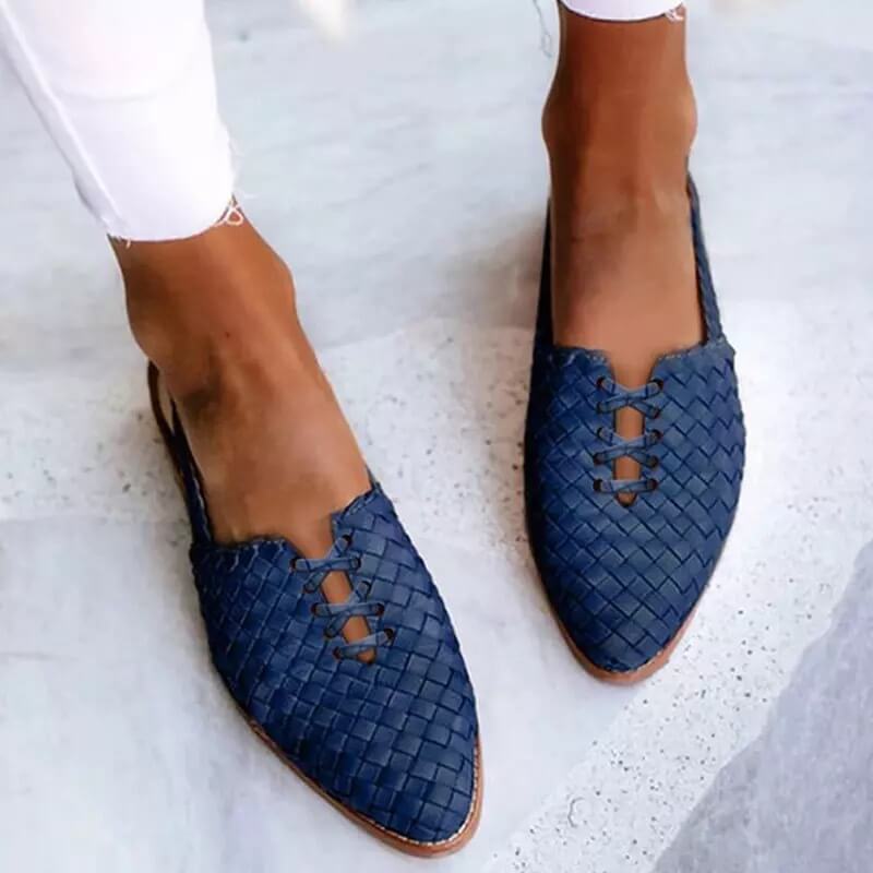 Paige | Women's Woven Lace-Up Pointed Toe Mule Flats