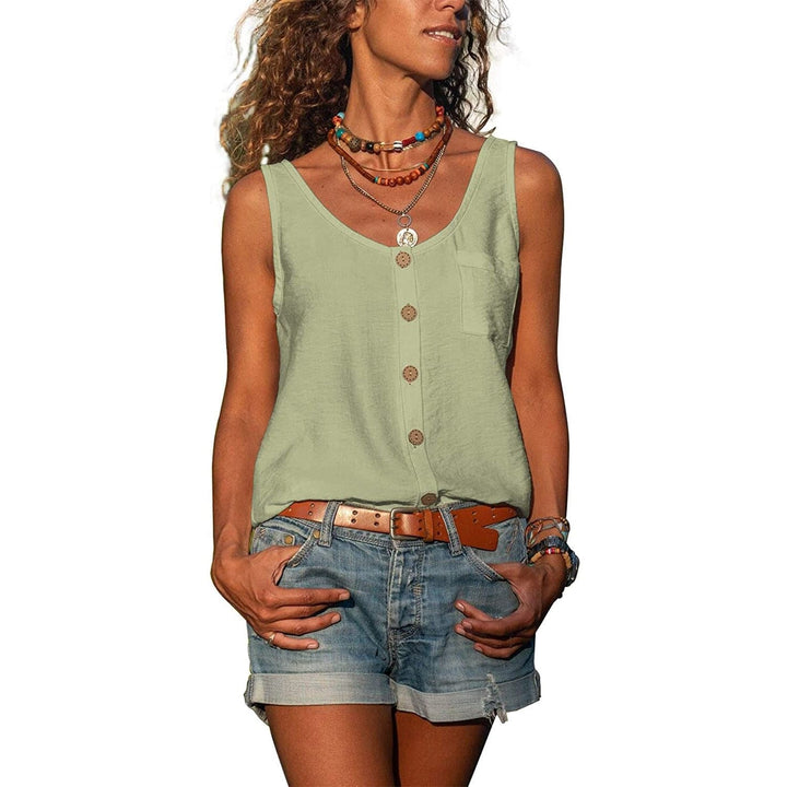 Jada | Women's Casual Button-Front Sleeveless Tank Top