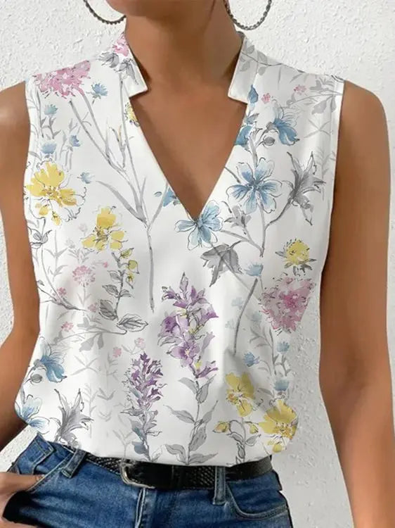 Carla | Women's Chic V-neck Sleeveless Summer Top