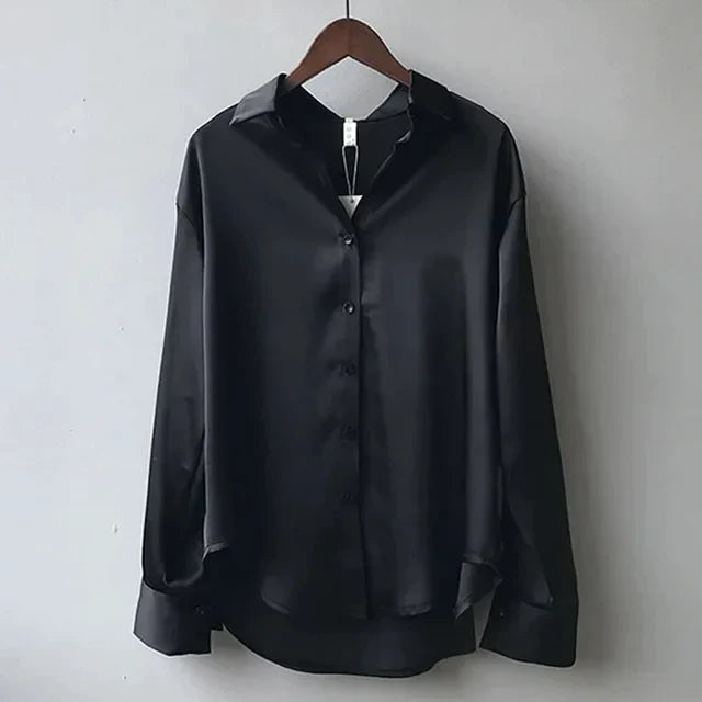 Juliet | Women's Elegant Long Sleeves Button Down Satin Blouse