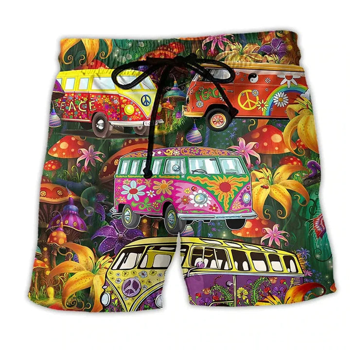 Wade | Men's 3D Print Camper Van Psychedelic Beach Shorts