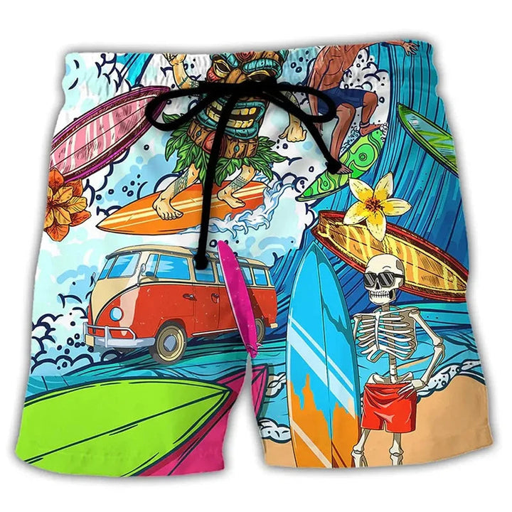Wade | Men's 3D Print Camper Van Psychedelic Beach Shorts
