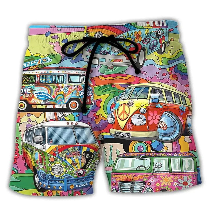 Wade | Men's 3D Print Camper Van Psychedelic Beach Shorts