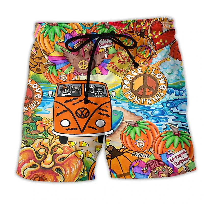 Wade | Men's 3D Print Camper Van Psychedelic Beach Shorts