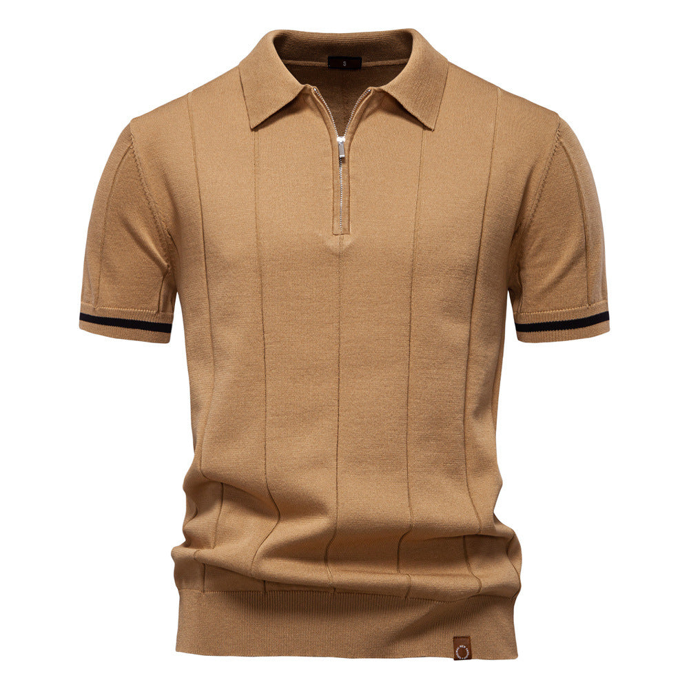 Peter | Men's Half Zip Textured Knit Polo Shirt