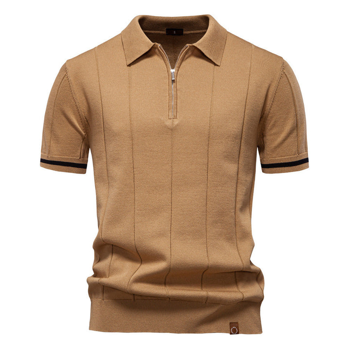 Peter | Men's Half Zip Textured Knit Polo Shirt