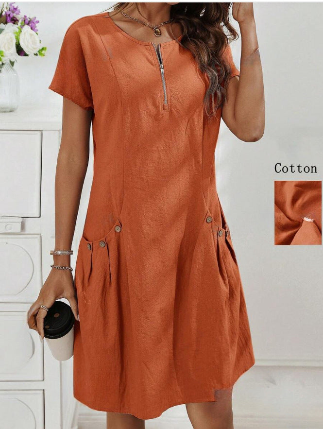 Raya | Women's Short Sleeve A Line Tunic Dress with Pockets