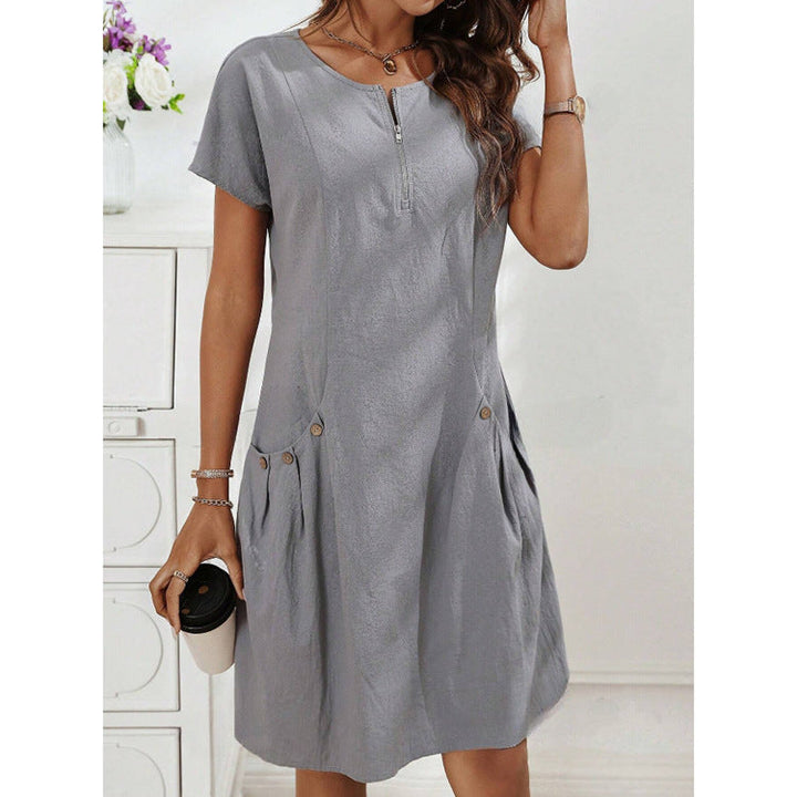 Raya | Women's Short Sleeve A Line Tunic Dress with Pockets