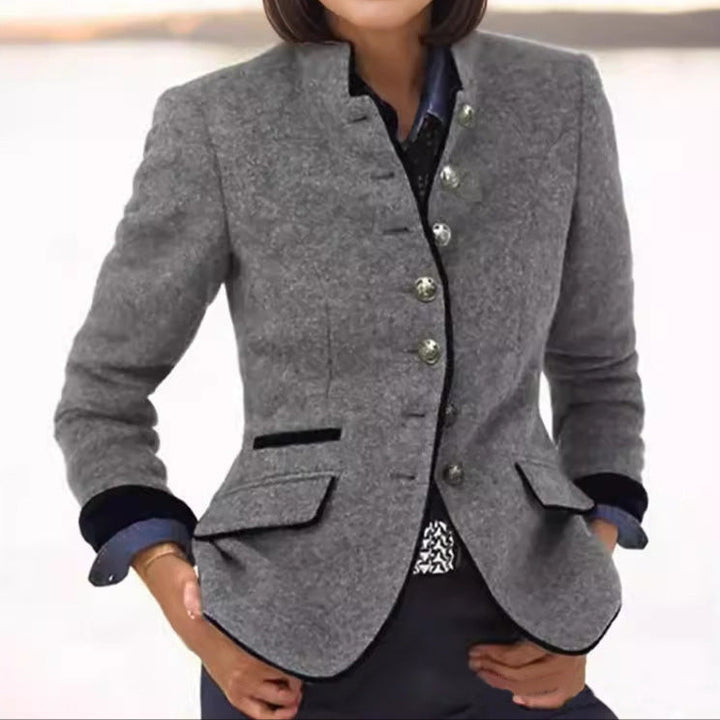 Maryam | Women's Tailored Tweed Blazer with Contrast Trim