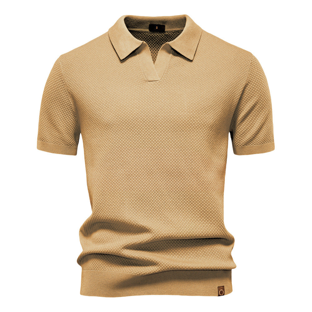 Harry | Men's Waffle Knit Johnny Collar Polo Shirt