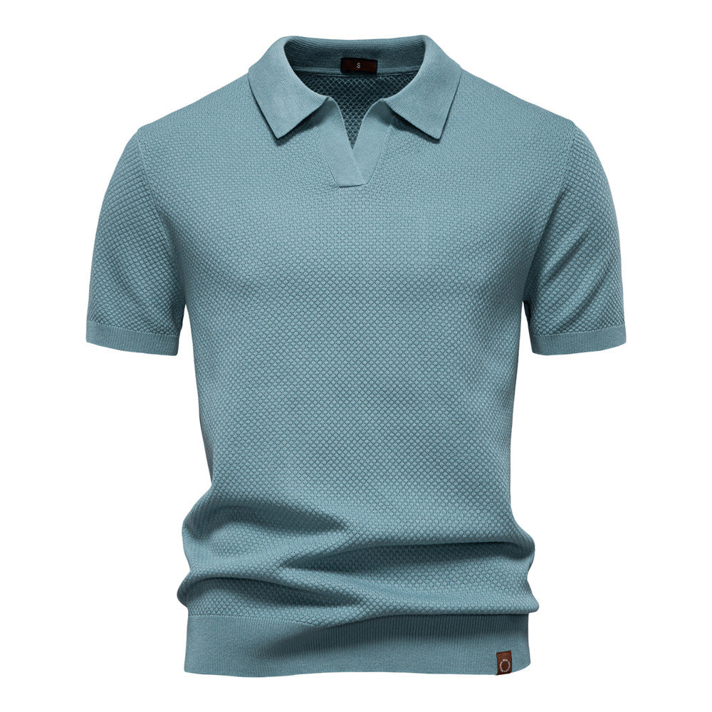 Harry | Men's Waffle Knit Johnny Collar Polo Shirt