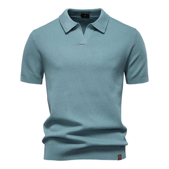 Harry | Men's Waffle Knit Johnny Collar Polo Shirt