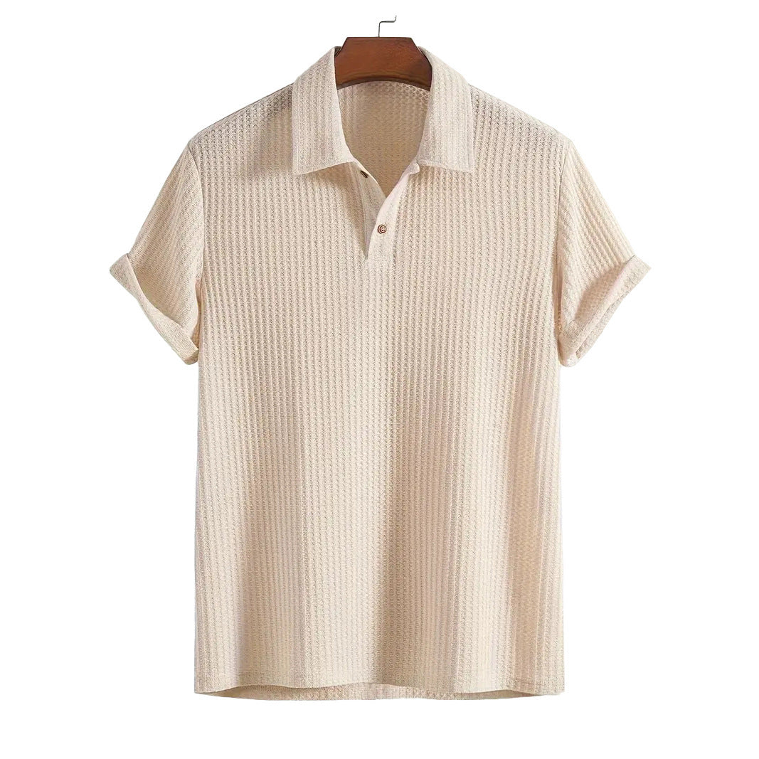 Jarvis | Men's Waffle Knit Rolled Cuffs Polo Shirt
