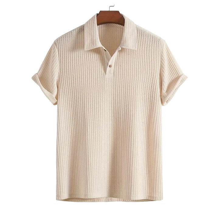 Jarvis | Men's Waffle Knit Rolled Cuffs Polo Shirt
