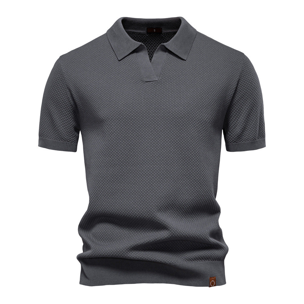 Harry | Men's Waffle Knit Johnny Collar Polo Shirt