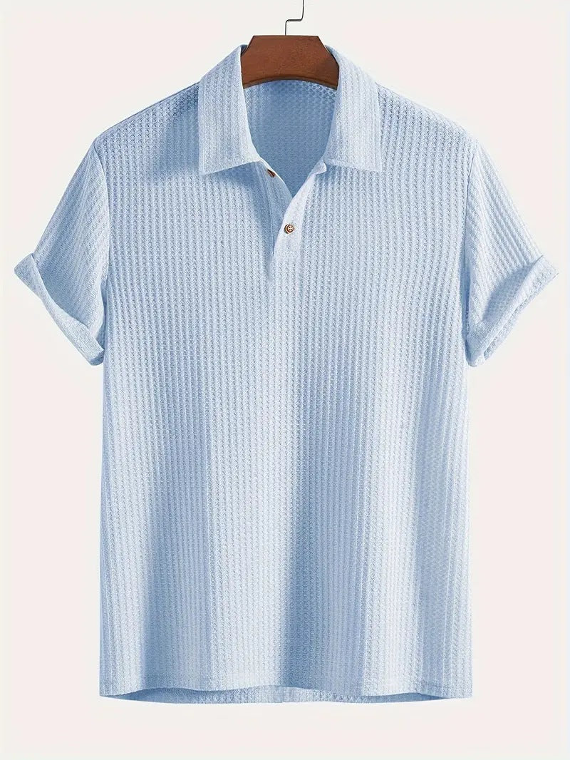 Jarvis | Men's Waffle Knit Rolled Cuffs Polo Shirt