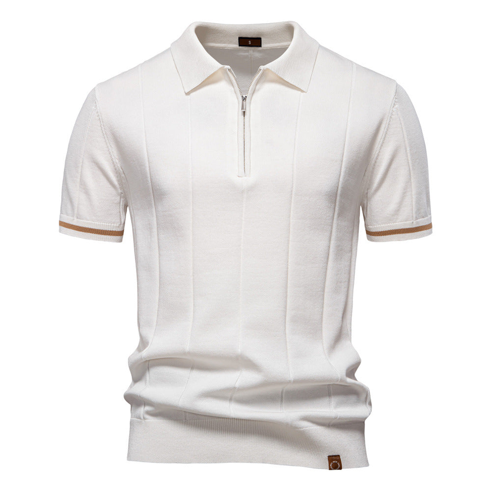 Peter | Men's Half Zip Textured Knit Polo Shirt